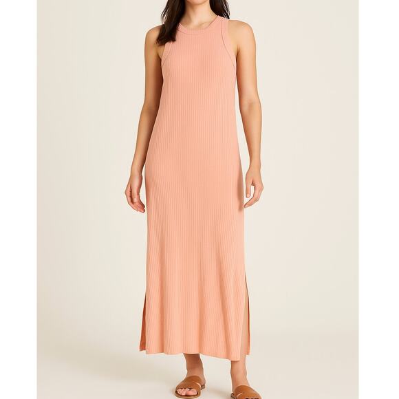 Ophelia Roe Peach Ribbed Tank Maxi Dress Women's Size Large - Picture 1 of 8